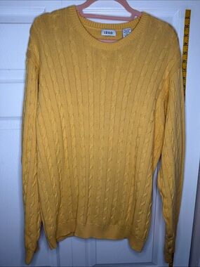 Izod Mustard Yellow Cable Knit Crewneck Sweater